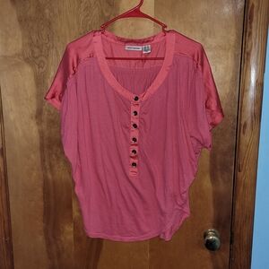 DKNY Coral Button-Front Blouse